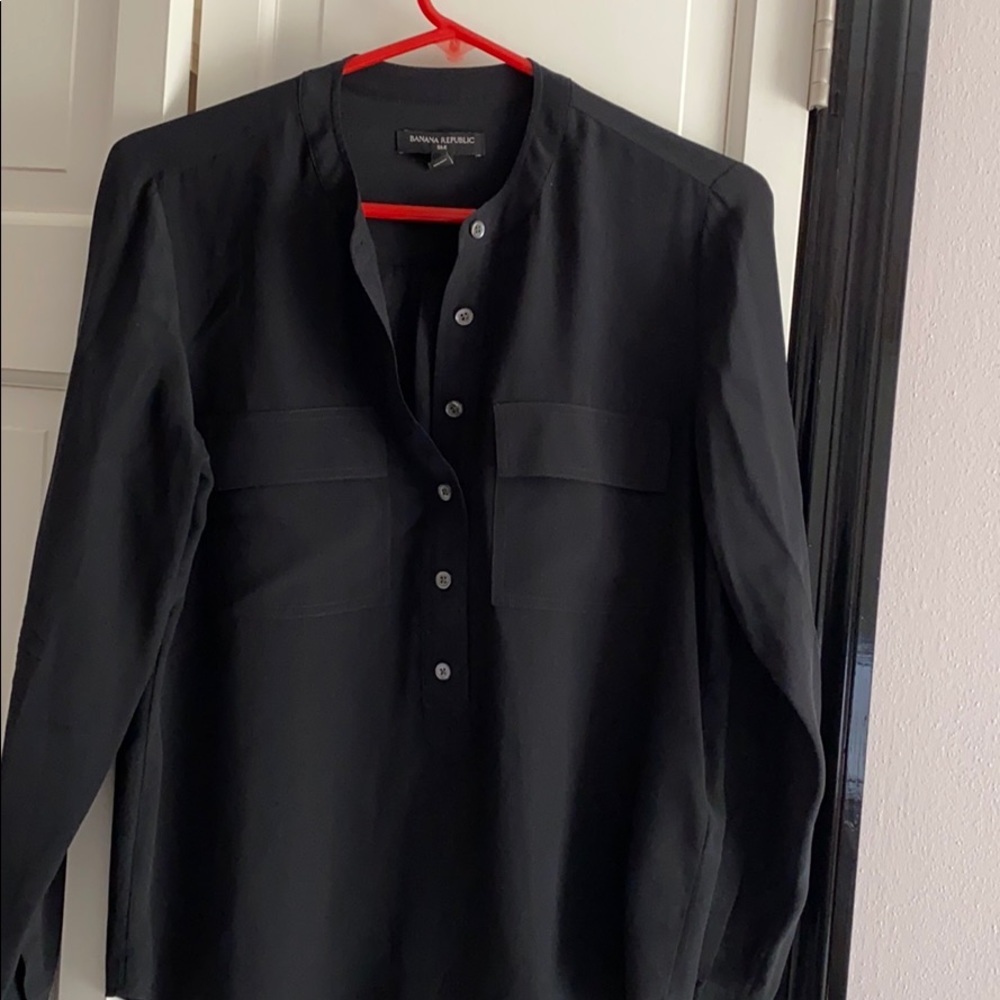 Banana Republic long sleeve black blouse.